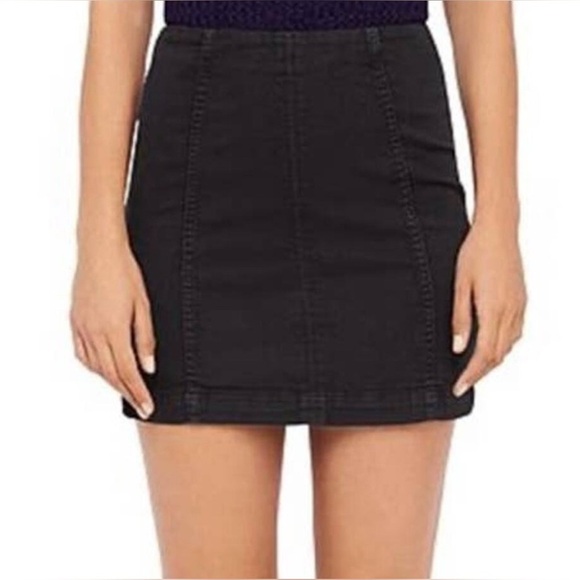 Free People Modern Femme black denim mini skirt size 4 - Picture 1 of 8